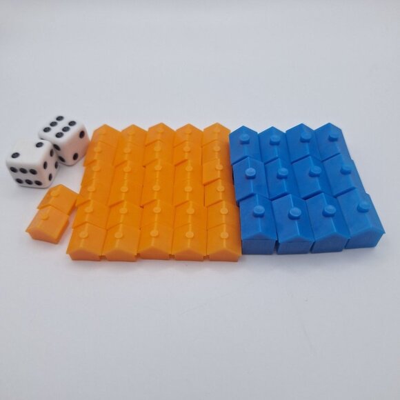 Monopoly Houses Hotels Dice Replacement Pieces Blue Orange Fox Family Guy Game - Picture 1 of 6